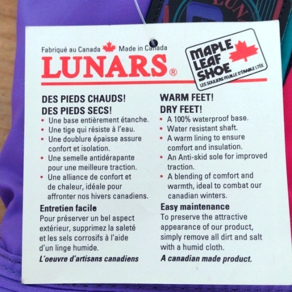 Maple Leaf Lunars Plus Vintage Pink & Purple Waterproof Canadian Boots NEW Sz 2 - Picture 7 of 16